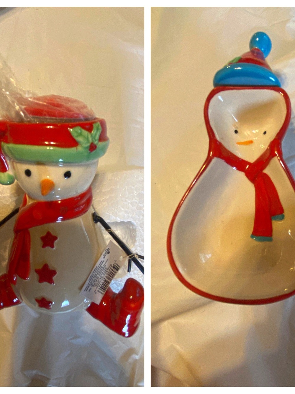 Festive Red Snowman votive holder and dip bowl/knife – Holiday Serving Bowl